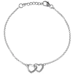 Amor armband två hjärtan äkta silver