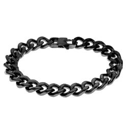 Armband Leo svart stål pansar