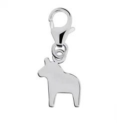 Berlock slät dalahäst med karbinhake äkta silver