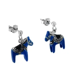 Blå dalahästar örhängen