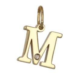 Bokstavssmycke M äkta guld 9 karat
