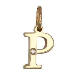 Bokstavssmycke P äkta guld 9 karat