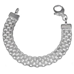 Brett silverarmband x-länk äkta silver 19 cm