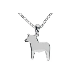 Dalahäst äkta silver slät med kedja