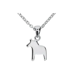 Dalahäst äkta silver slät med kedja