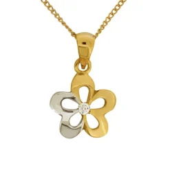 Guldhalsband blomma och guldkedja äkta guld 18 karat