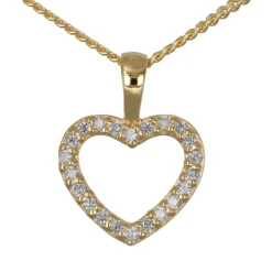 Guldhalsband hjärta med diamanter äkta guld 18 karat
