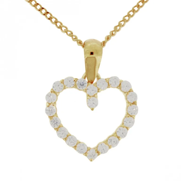 Guldhalsband med glittrigt guldhjärta äkta guld 18 k