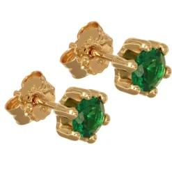 Guldörhängen gröna studs äkta guld 18 karat