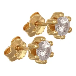 Guldörhängen vita studs äkta guld 18 karat