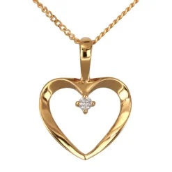 Halsband hjärta med diamant äkta guld 18 karat