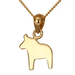 Halsband liten slät dalahäst äkta guld 18 karat