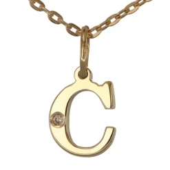Halsband med bokstav C äkta guld 9 karat