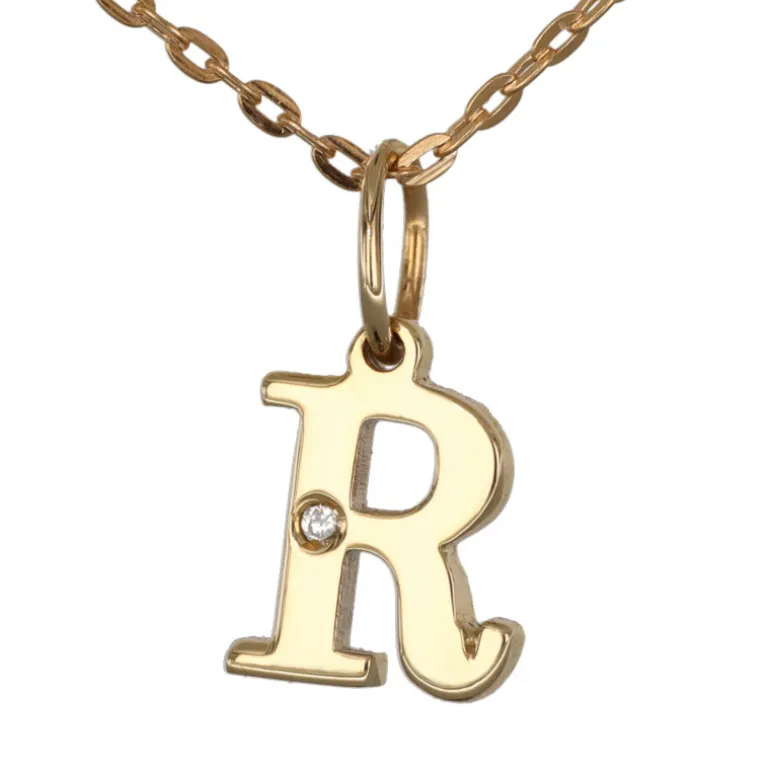 Halsband med bokstav R äkta guld 9 karat