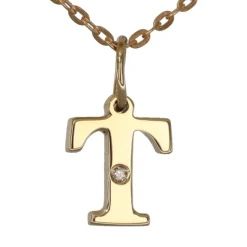 Halsband med bokstav T äkta guld 9 karat