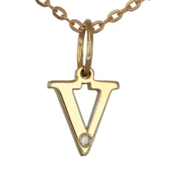 Halsband med bokstav V äkta guld 9 karat