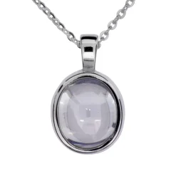 Halsband med oval genomskinlig vit sten