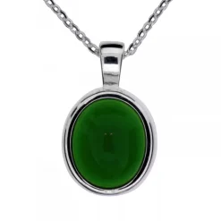Halsband med oval grön sten