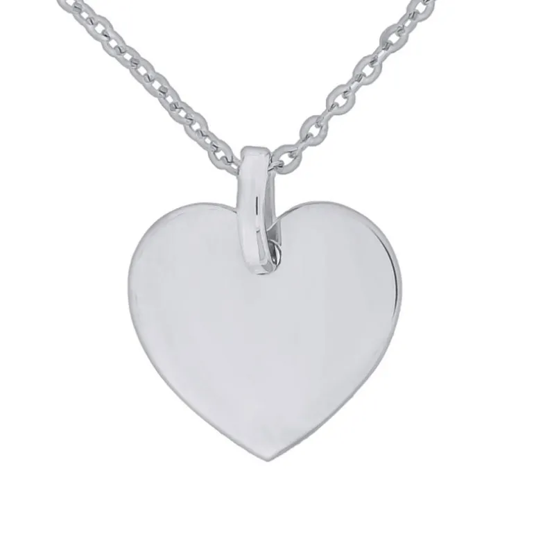 Halsband med platt silverhjärta äkta silver