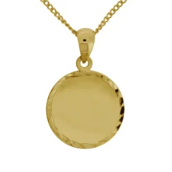 Halsband med rund berlock och kedja i äkta guld 18 karat