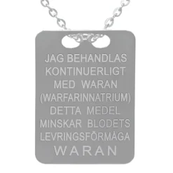 Halsband med waranbricka äkta silver ankarkedja