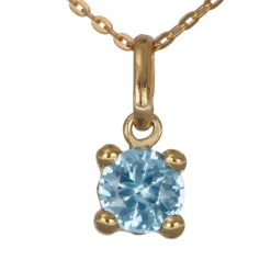 Halsband månadssten mars äkta guld 18 karat