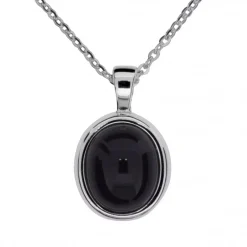 Halsband oval svart sten onyx