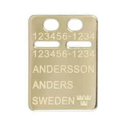 ID-Bricka guld med gravyr