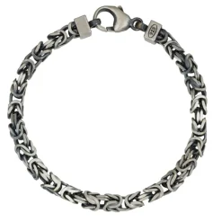 Kejsarlänk armband oxiderad matterat äkta silver 21 cm