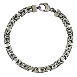 Kejsarlänk large armband oxiderad matterat äkta silver 21 cm