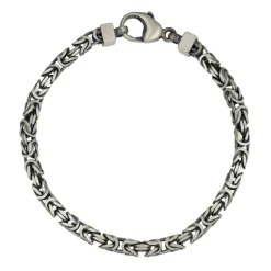 Kejsarlänk small armband oxiderad matterat äkta silver 20 cm