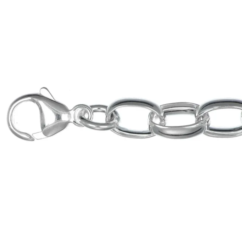 Lång kraftig silverkedja ovala öglor äkta silver