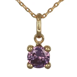 Månadssten halsband februari äkta guld 9 karat