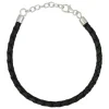 Noir flätat svart läderarmband silverlås