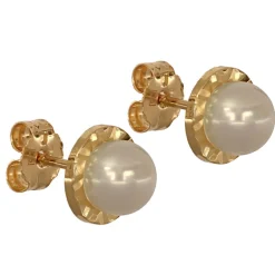 Odlade pärlor örhängen med fasettkant 18 karat guld