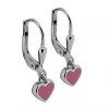 Rosa hängande hjärtan silverörhängen