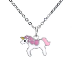 Rosa och vit enhörning halsband