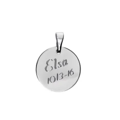 Rund bricka i äkta silver 925 med gravyr