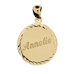 Runt guldsmycke med gravyr äkta guld 18 karat