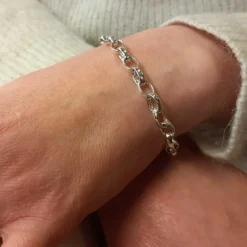 Silverarmband ovala öglor 20 cm