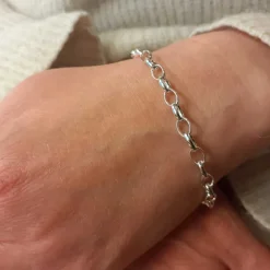 Silverarmband ovala öglor 21cm