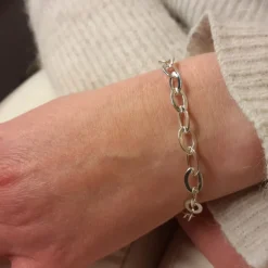 Silverarmband ovala platta länkar 19 cm