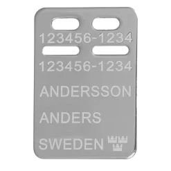 Stor ID-bricka silver 19 x 27 med gravyr